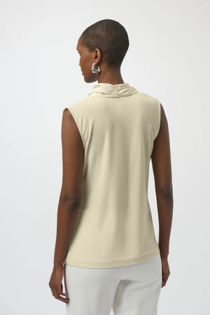 Joseph Ribkoff Recycled Satin & Silky Knit Sleeveless Wrap Top