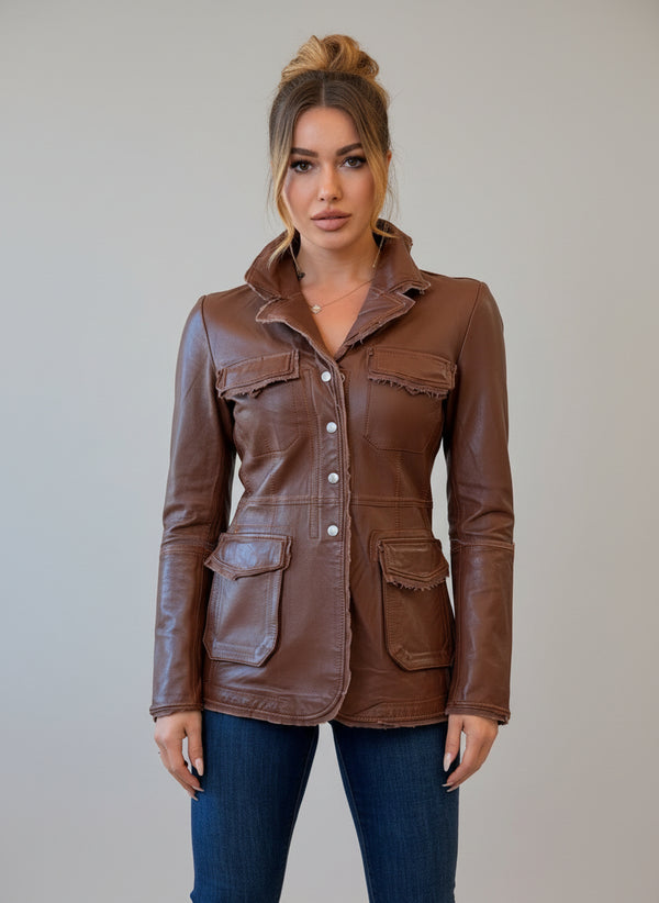 Jakett NYC Meryl Vintage Leather Jacket Coconut