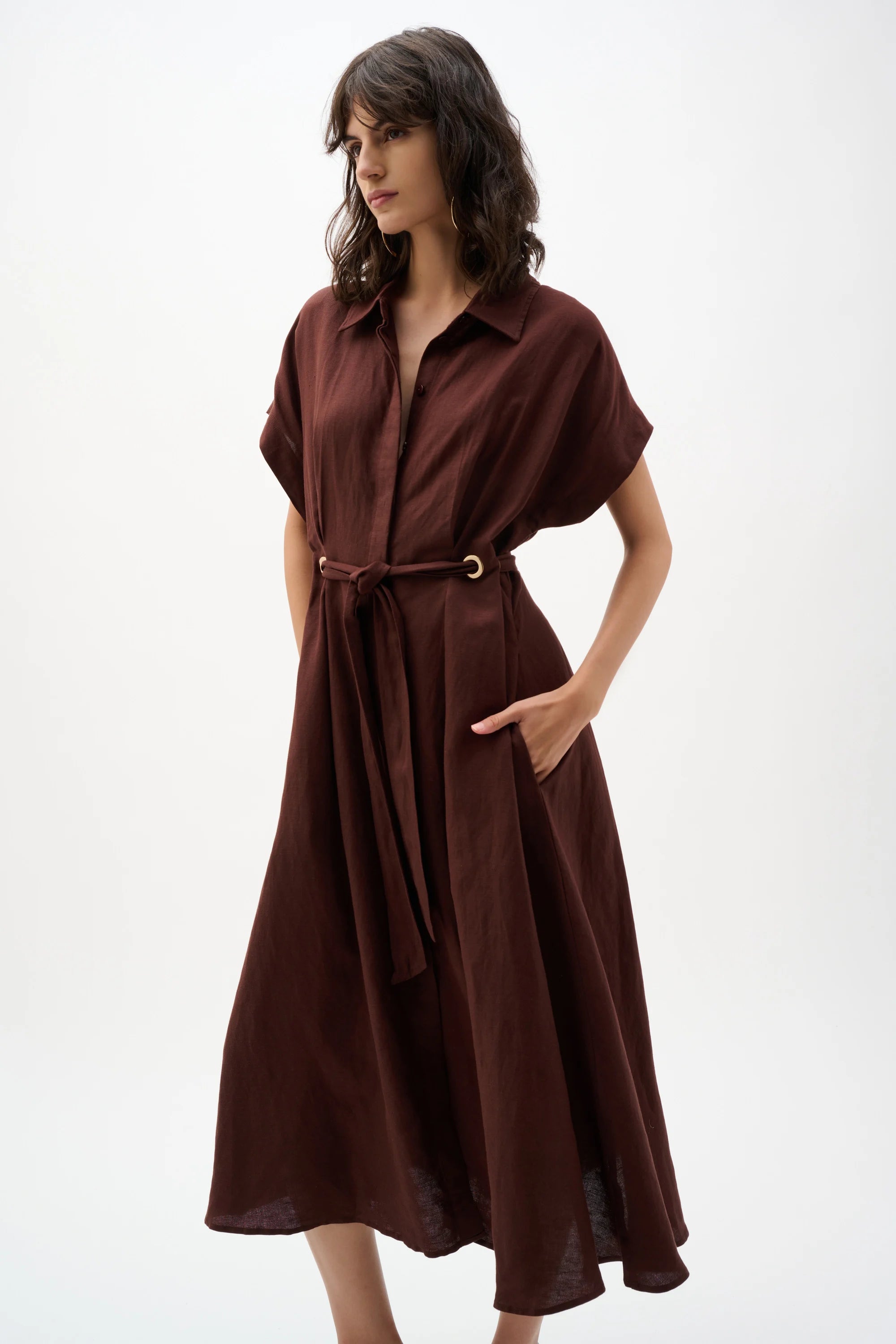 Joseph Ribkoff Linen Blend Fit And Flare Shirt Dress With Sash 262907 Joseph Ribkoff Linen Blend Fit And Flare Shirt Dress With Sash 262907