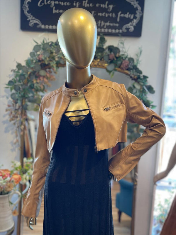 Jakett NYC Cropped Vespa Patina Leather Jacket – Sustainable 100% Leather