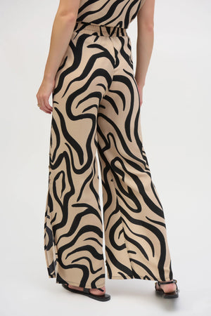 Joseph Ribkoff Gauze Abstract Print Wide Leg Pants