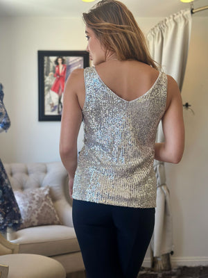 Joseph Ribkoff V Neck Sequence Top