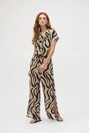 Joseph Ribkoff Gauze Abstract Print Wide Leg Pants