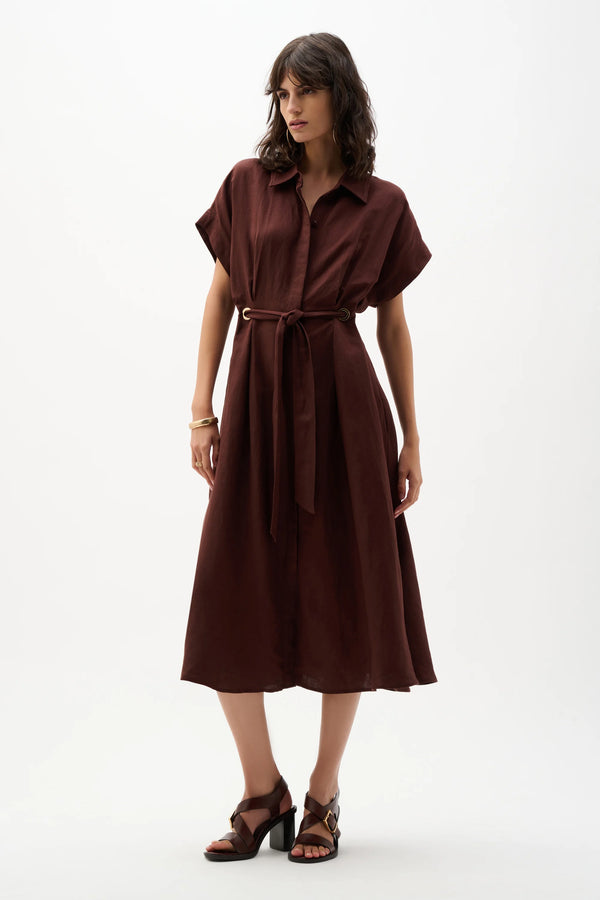 Joseph Ribkoff Linen Blend Shirt Dress – Fit & Flare with Sash Belt
