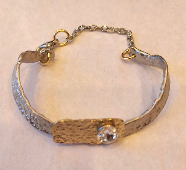 J. Jansen Desings Silver Gold With Clear Stone Bracelet