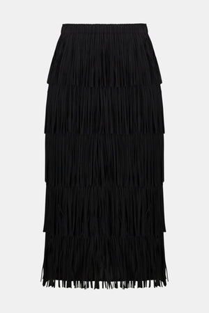 Joseph Ribkoff Pleated Pencil Skirt With Tiered Fringes