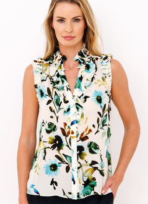 Go Silk Soiree Blouse Ricepaper Floral