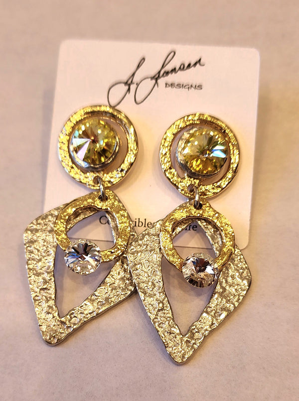 J. Jansen Desings Gold And Silver With Stone Earrings