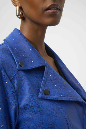 Joseph Ribkoff Foiled Faux Suede Fitted Jacket With Rhinestones