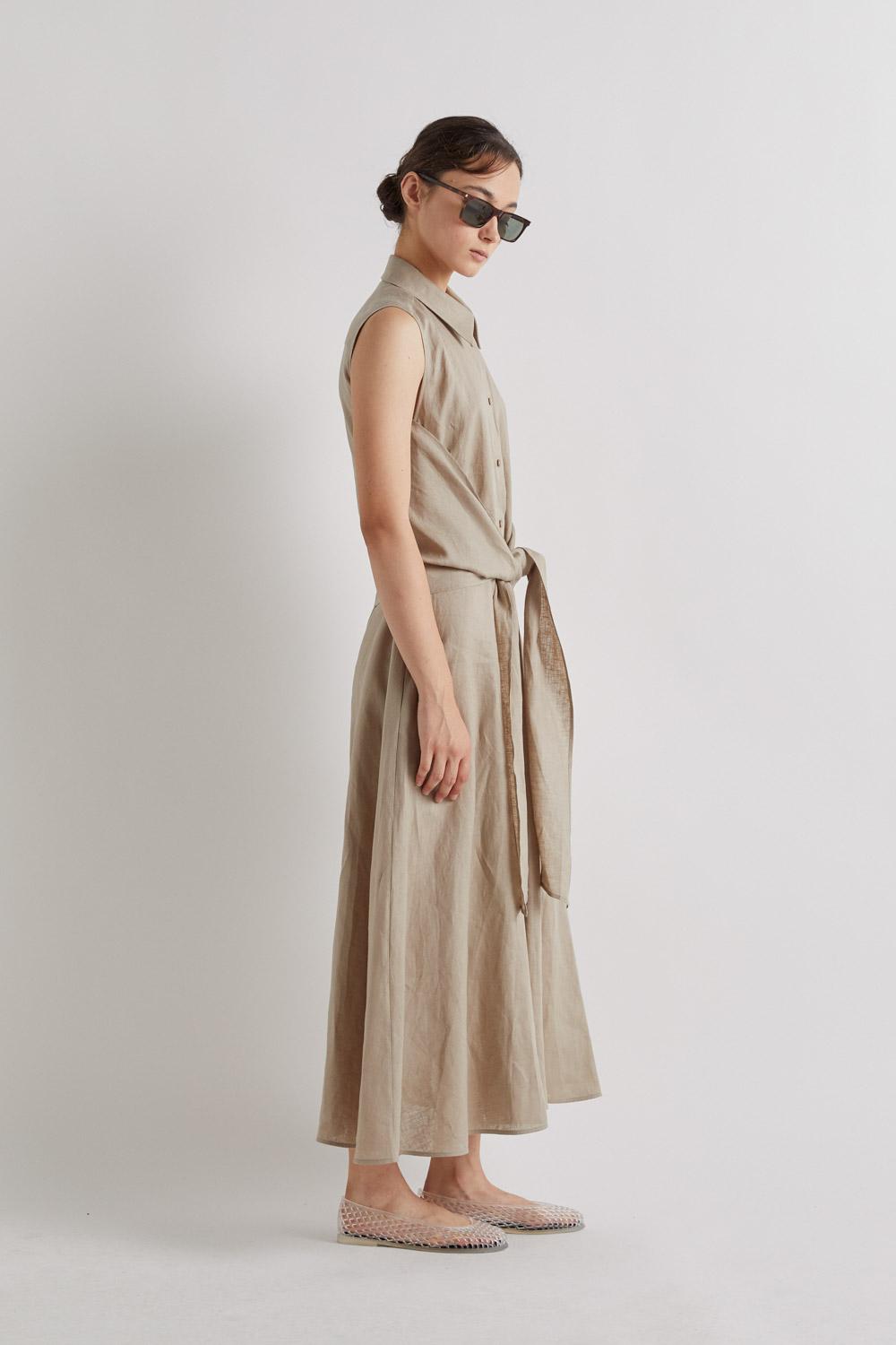 linen dress made in italy Italian linen dress.Blue with polka dots.Soft linen dress