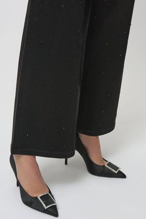 Joseph Ribkoff Classic Wide Leg Jeans With Rhinestones