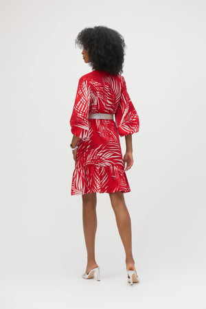 Joseph Ribkoff Gauze Tropical Print Flounced Dress