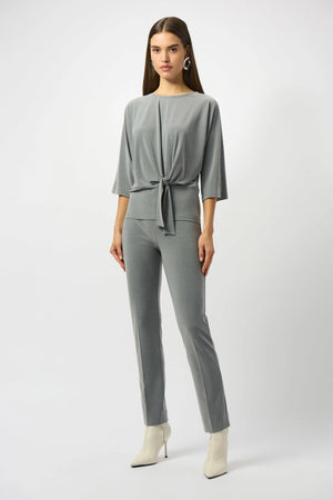 Joseph Ribkoff Melange Silky Knit Boxy Top With Knot Detail