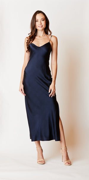 Michelle Jonas Midi Slip Dress With Side Slit