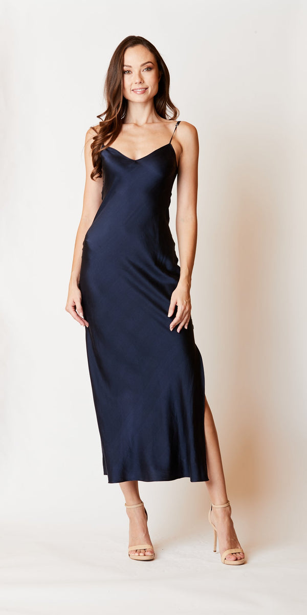 Michelle Jonas Midi Slip Dress With Side Slit