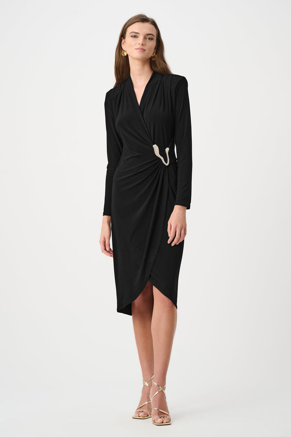 Joseph Ribkoff Rhinestone Accent Wrap Dress