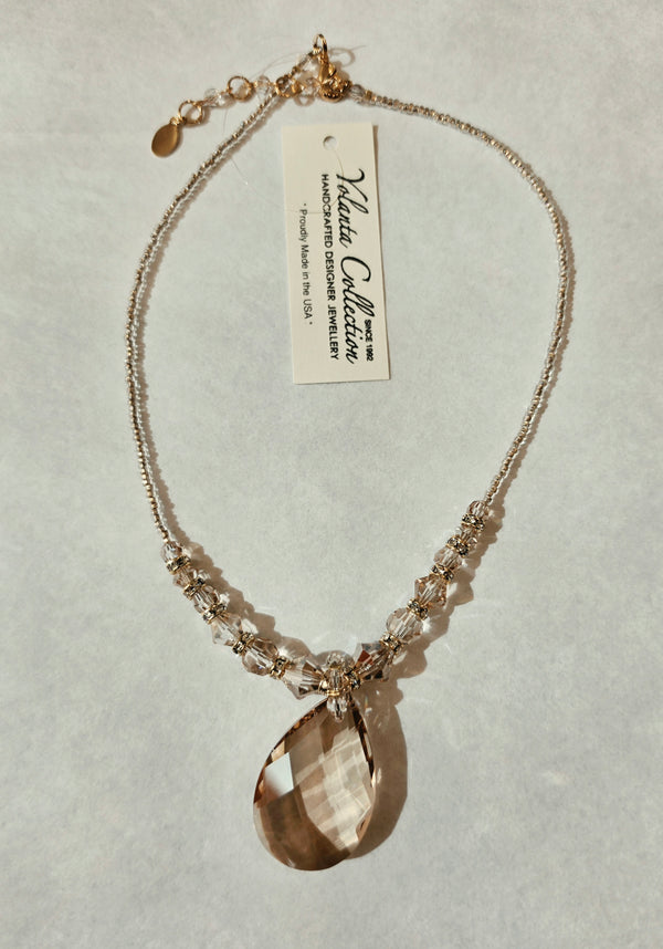 Yolanta Collection Honey Crystal On Gold Necklace