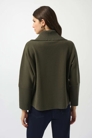 Joseph Ribkoff Sweater Knit Boxy Pullover With Zipped Collar