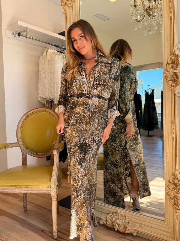 Michelle Jonas Long Sleeve Maxi Shirt Dress