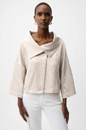 Joseph Ribkoff Pleated Satin Boxy Jacket – Moonstone | PapillonStyles