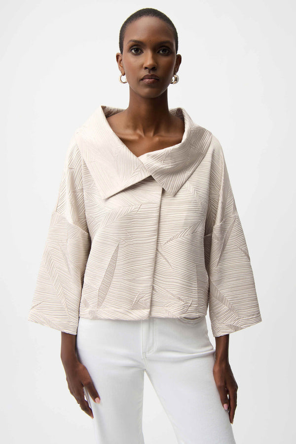 Joseph Ribkoff Pleated Satin Boxy Jacket With Overlay Collar