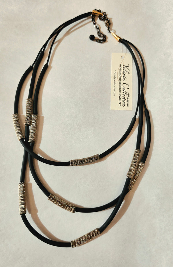Yolanta Collection Gold On Black Necklace