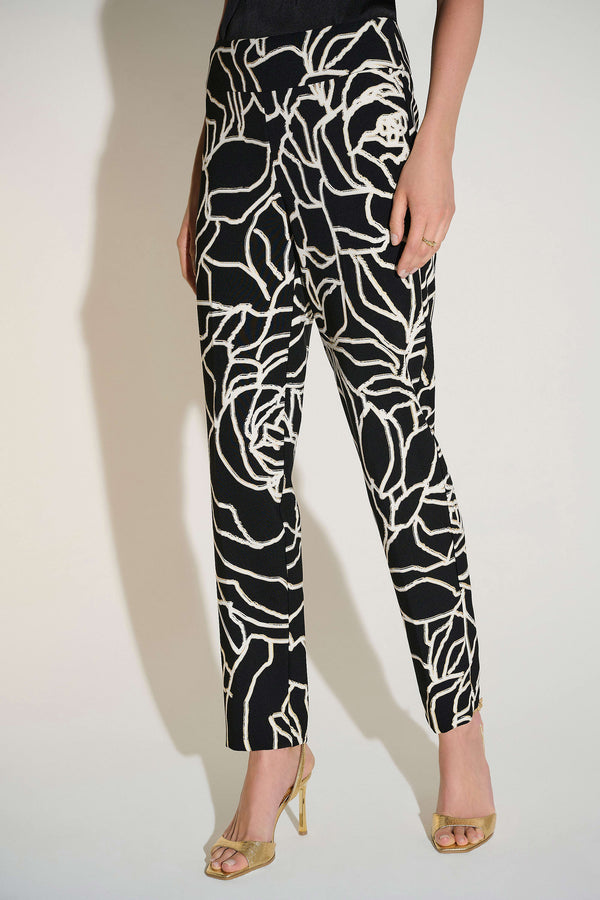 Joseph Ribkoff Signature Lux Twill Foiled Floral Slim Fit Pants