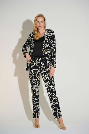 Joseph Ribkoff Signature Lux Twill Foiled Floral Slim Fit Pants