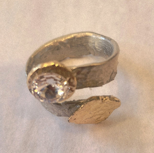 J. Jansen Designs Sol Ring Silver Gold Clear