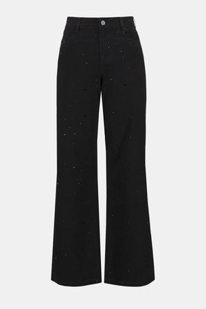 Joseph Ribkoff Classic Wide Leg Jeans With Rhinestones