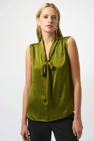 Joseph Ribkoff Recycled Satin Tie Neck Top