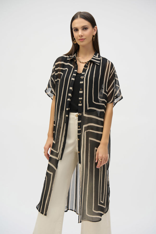 Joseph Ribkoff Chiffon Geometric Print Blouse