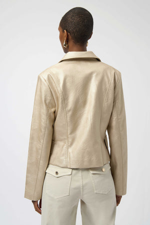 Joseph Ribkoff Leatherette Notched Collar Fitted Jacket