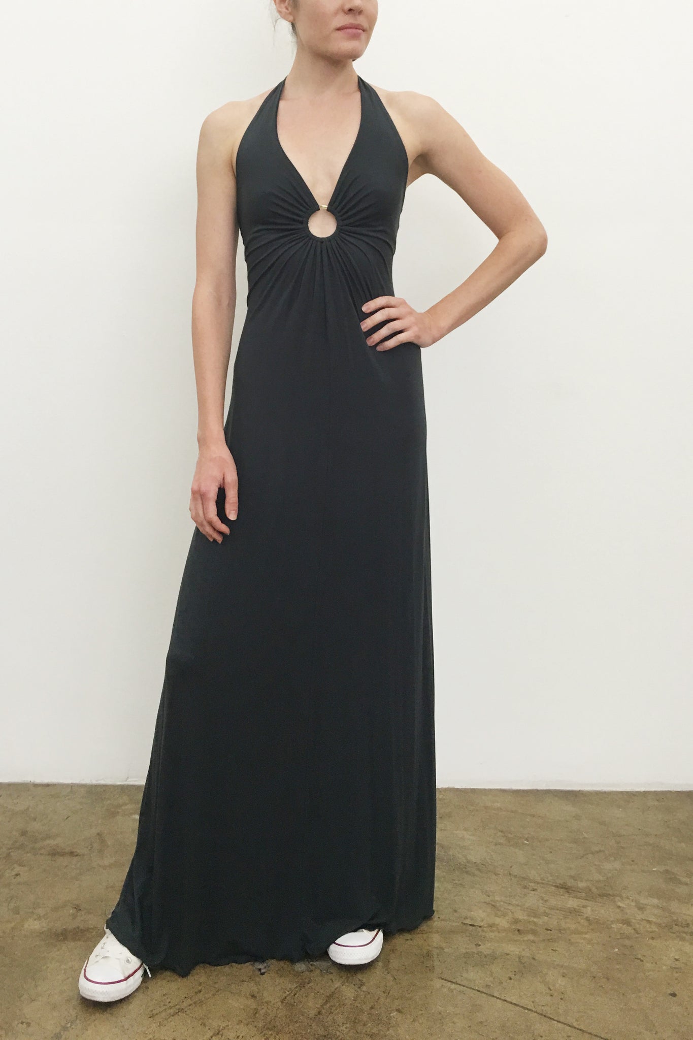 Michelle Jonas Long Halter Keyhole Dress | Black & Hazze | MicroModal | PapillonStyles Black / XS Michelle Jonas Long Halter Keyhole Dress | Black & Hazze | MicroModal | PapillonStyles Black / XS