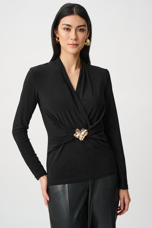 Joseph Ribkoff Silky Knit Twist Wrap Top