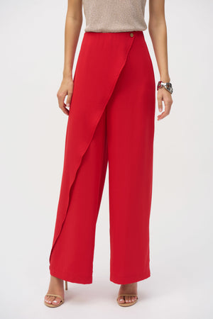 Joseph Ribkoff Woven Wide-leg Pants With Asymmetrical Overlay