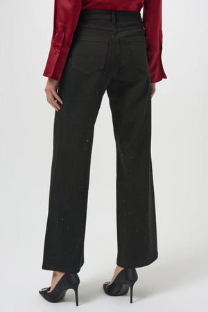 Joseph Ribkoff Classic Wide Leg Jeans With Rhinestones