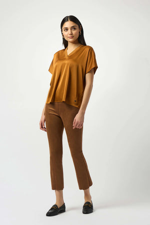 Joseph Ribkoff Satin Boxy Top With Rib Trim
