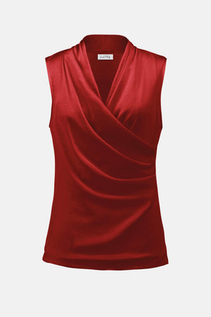 Joseph Ribkoff Recycled Satin & Silky Knit Sleeveless Wrap Top