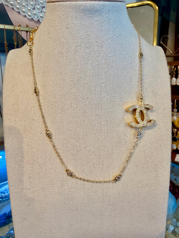 Ramina Pearls 18" Large Gold CC On Diamond Necklace