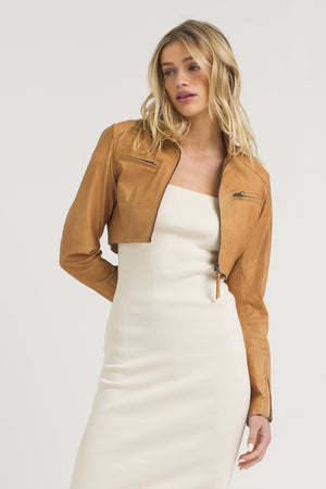 Jakett NYC Cropped Vespa Patina Leather Jacket