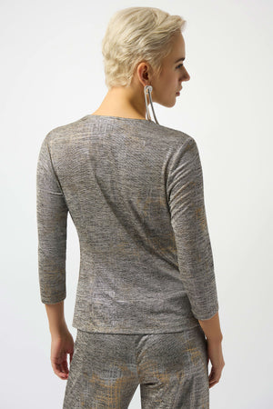 Joseph Ribkoff Foiled Melange Knit Wrap Top