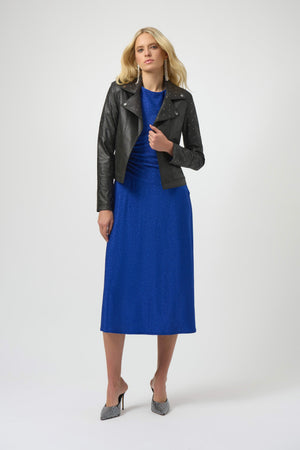 Joseph Ribkoff Foiled Faux Suede Fitted Jacket With Rhinestones