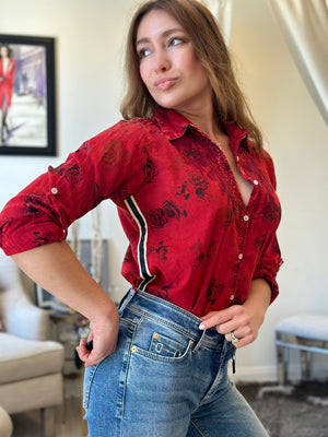 Nu Vintage Button Down Embroidery Blouse