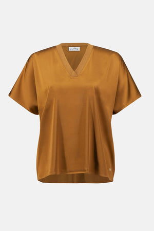 Joseph Ribkoff Satin Boxy Top With Rib Trim