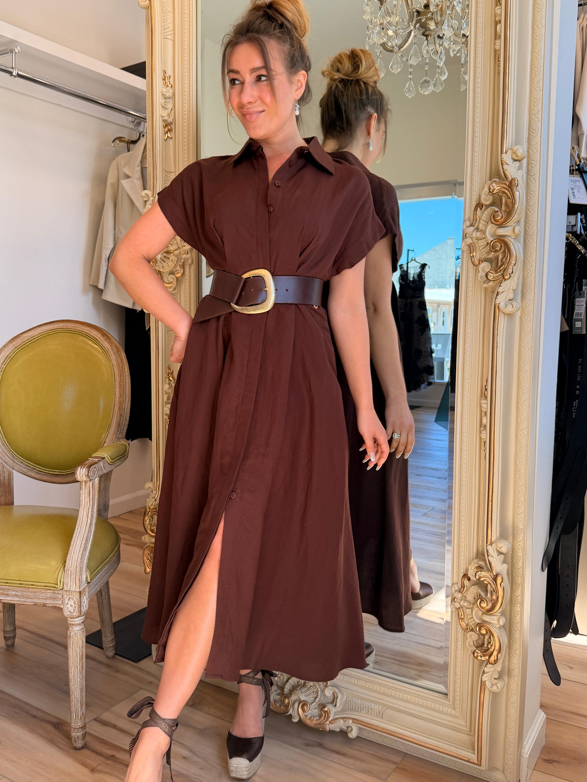 Joseph Ribkoff Linen Blend Fit And Flare Shirt Dress With Sash 262907 Joseph Ribkoff Linen Blend Fit And Flare Shirt Dress With Sash 262907