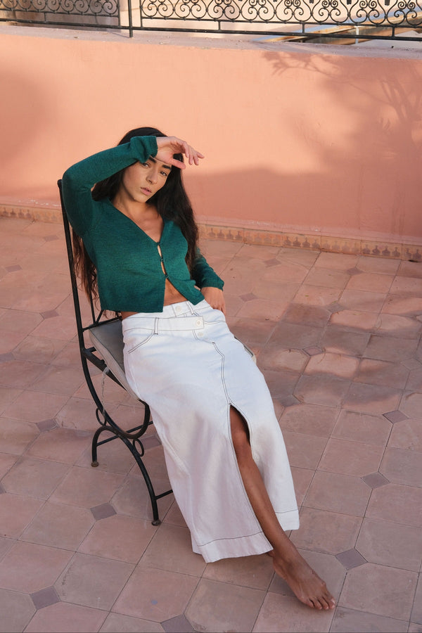 Lilly Pilly Jax Linen Midi Skirt – Ivory
