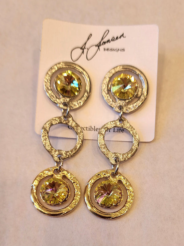 J. Jansen Designs Jonquil Crystal Earrings | Silver & Gold