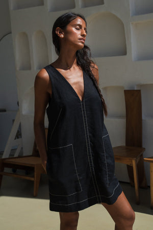 empire line mini dress BAJA EMPIRE WAIST MINI DRESS-SUN – Lucca Couture main image 1