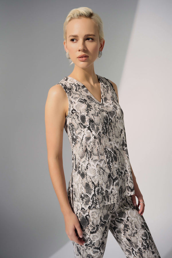 Joseph Ribkoff Silky Knit Python Print Sleeveless Straight Top